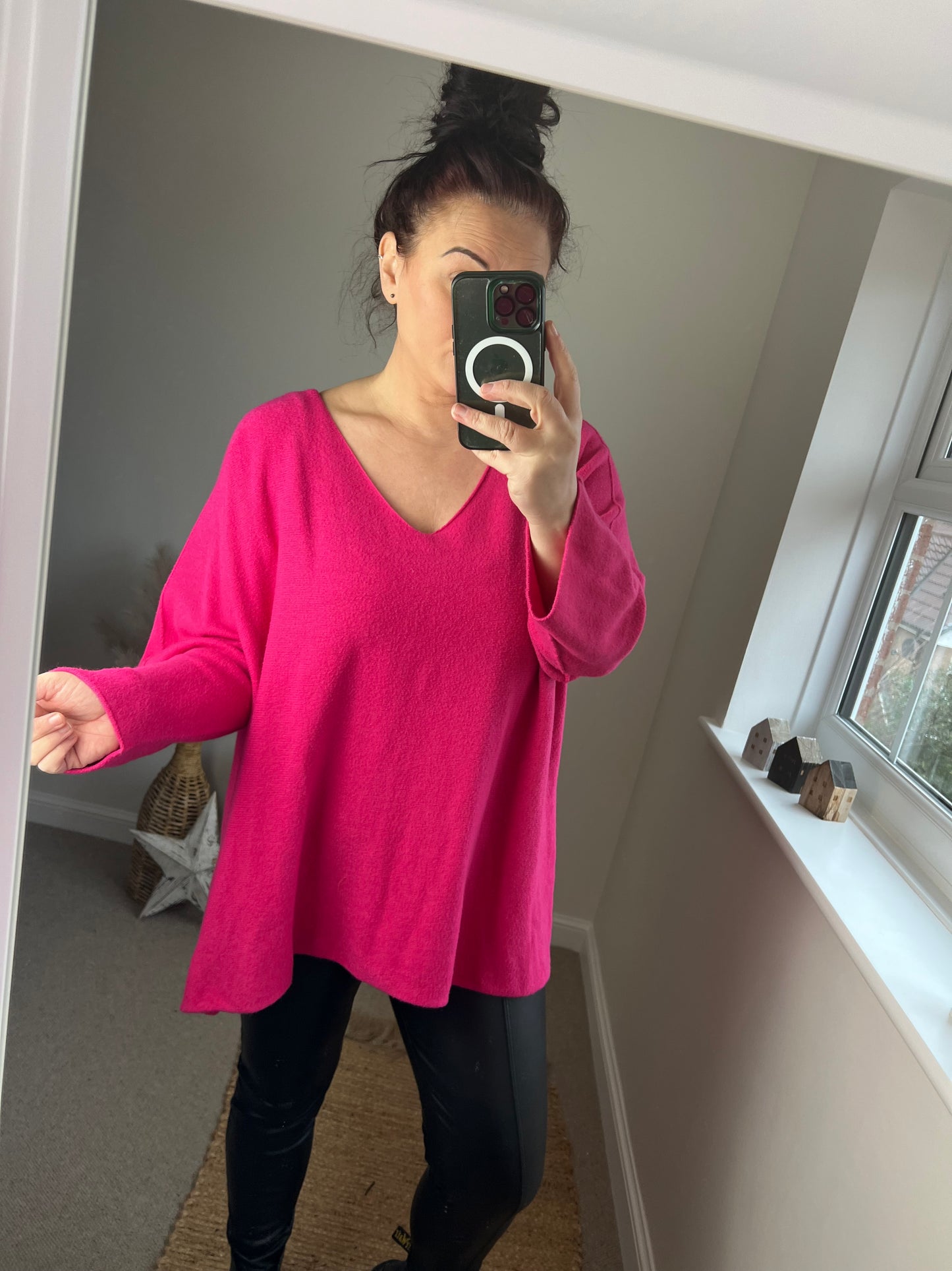 Soft Knit V Jumper - Pink