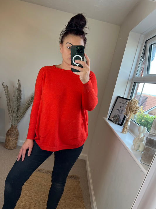 Button Side Jumper - Orange