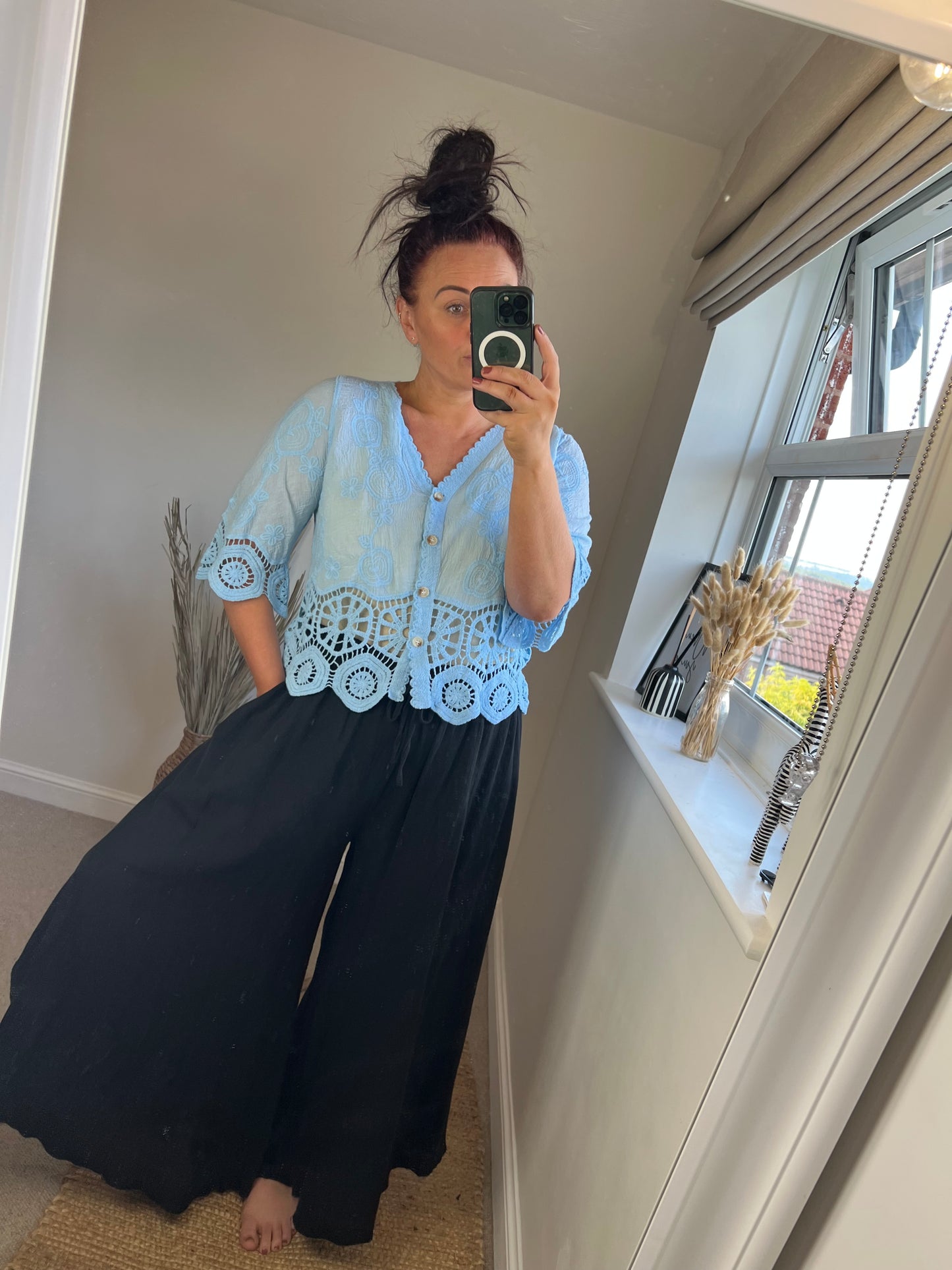 Crochet Lace Cardi - Light Blue