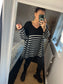 Chunky Knit Stripe Jumper - Black