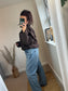 Faux Suede Oversized Bomber Jacket - Chocolate