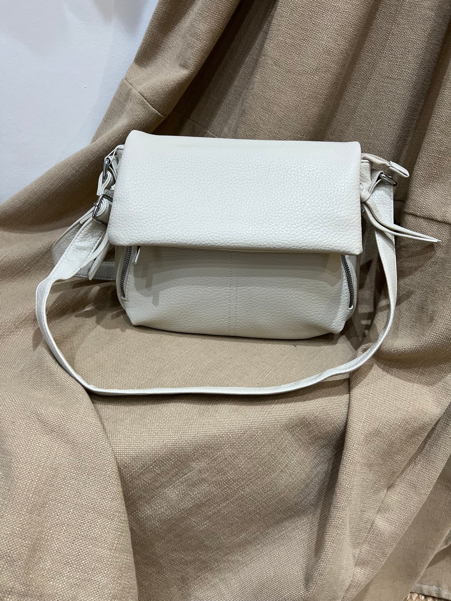 Fold Over Crossbody Bag - Cream