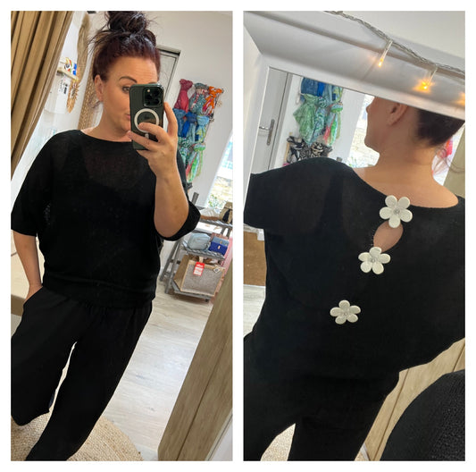 Flower Back Jumper - Black