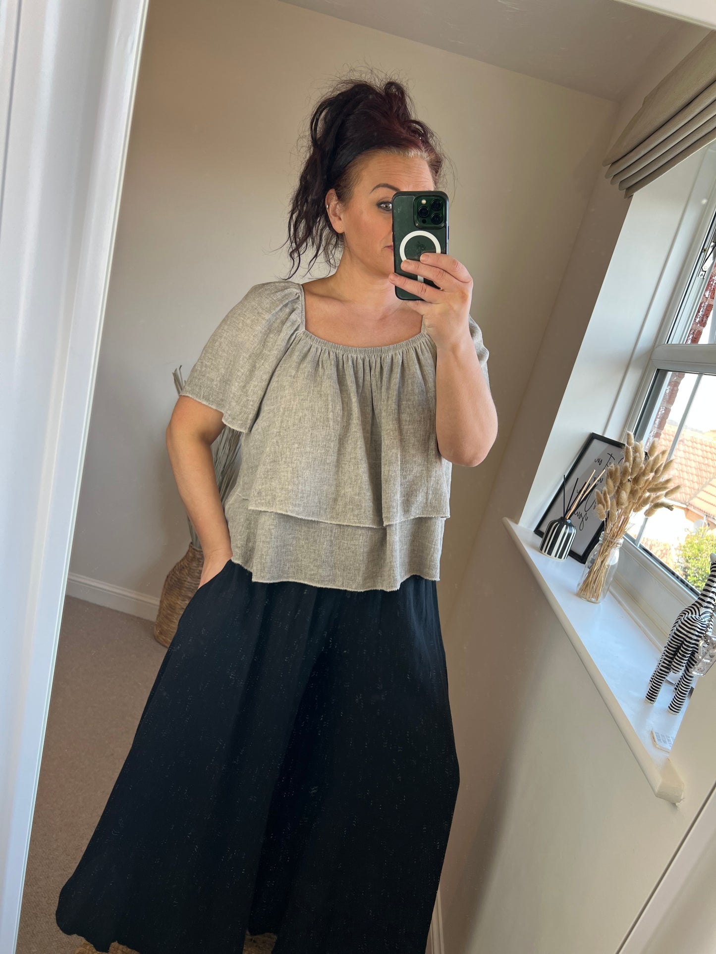 Linen Smock Top - Mocha