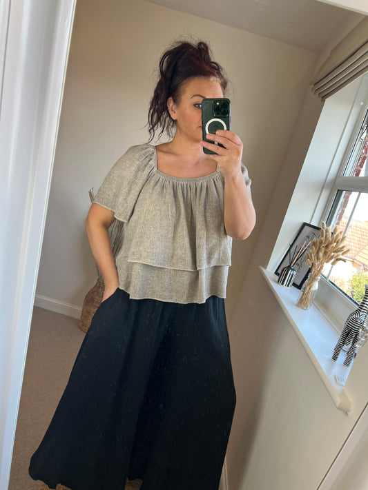 Linen Smock Top - Mocha