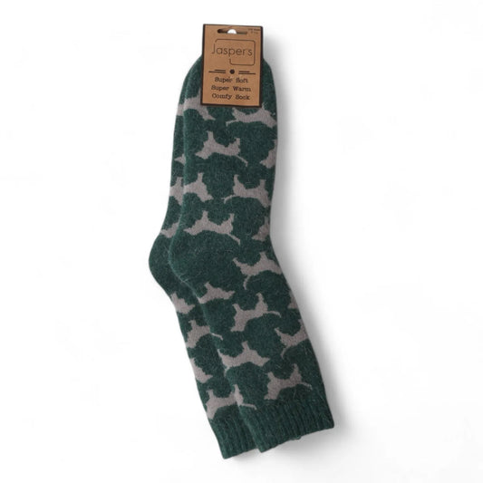 Men’s Jasper Ribbed Socks - Dogs Green