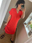 Tie Shirt Dress - Coral