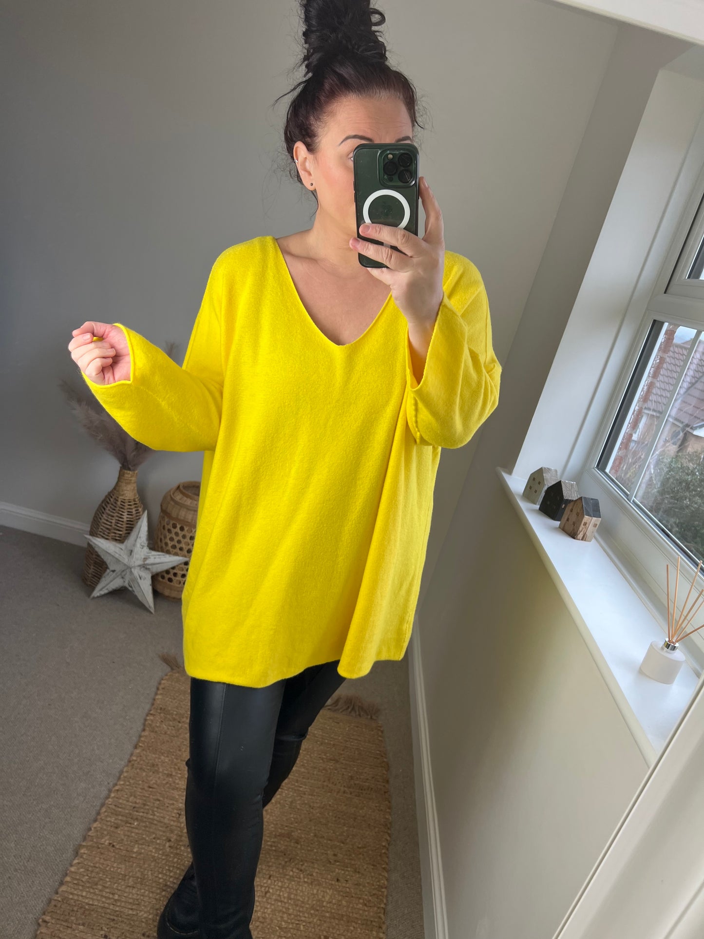 Soft Knit V Jumper - Yellow