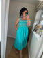 Shirred Bust Midi Dress - Aqua