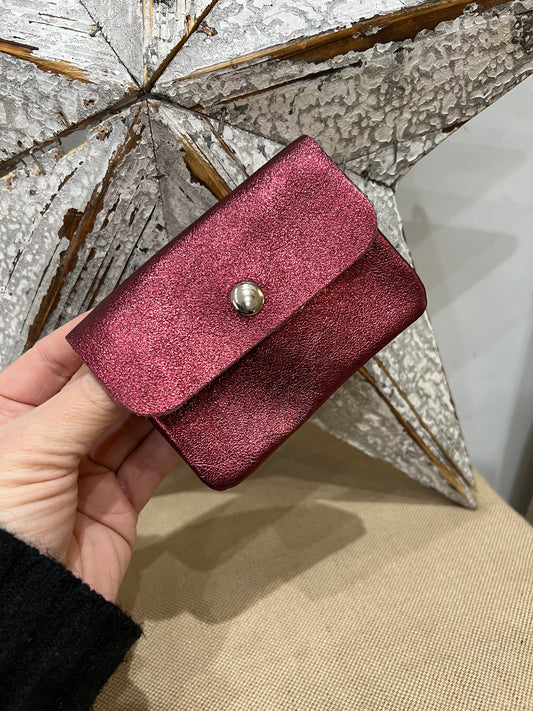 Leather Purse - Metallic Wine