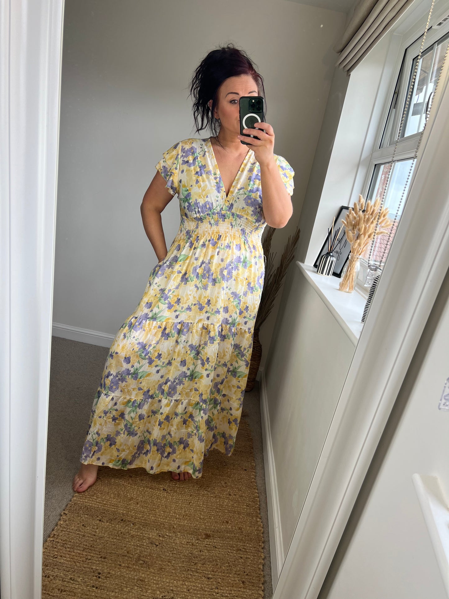 Shirred Dress - Lemon
