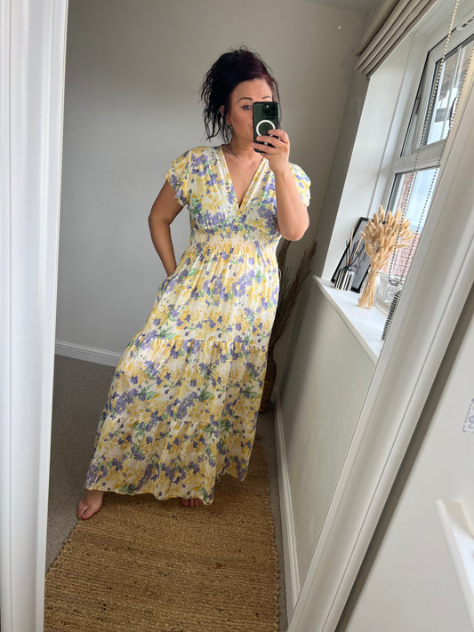 Shirred Dress - Lemon