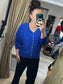 Fine Knit Tiny Button Jumper - Cobalt