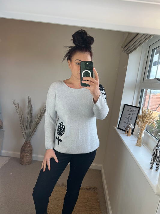 Flower Jumper - Light Grey