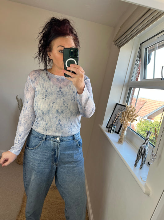 Mesh Long Sleeve Top - Floral