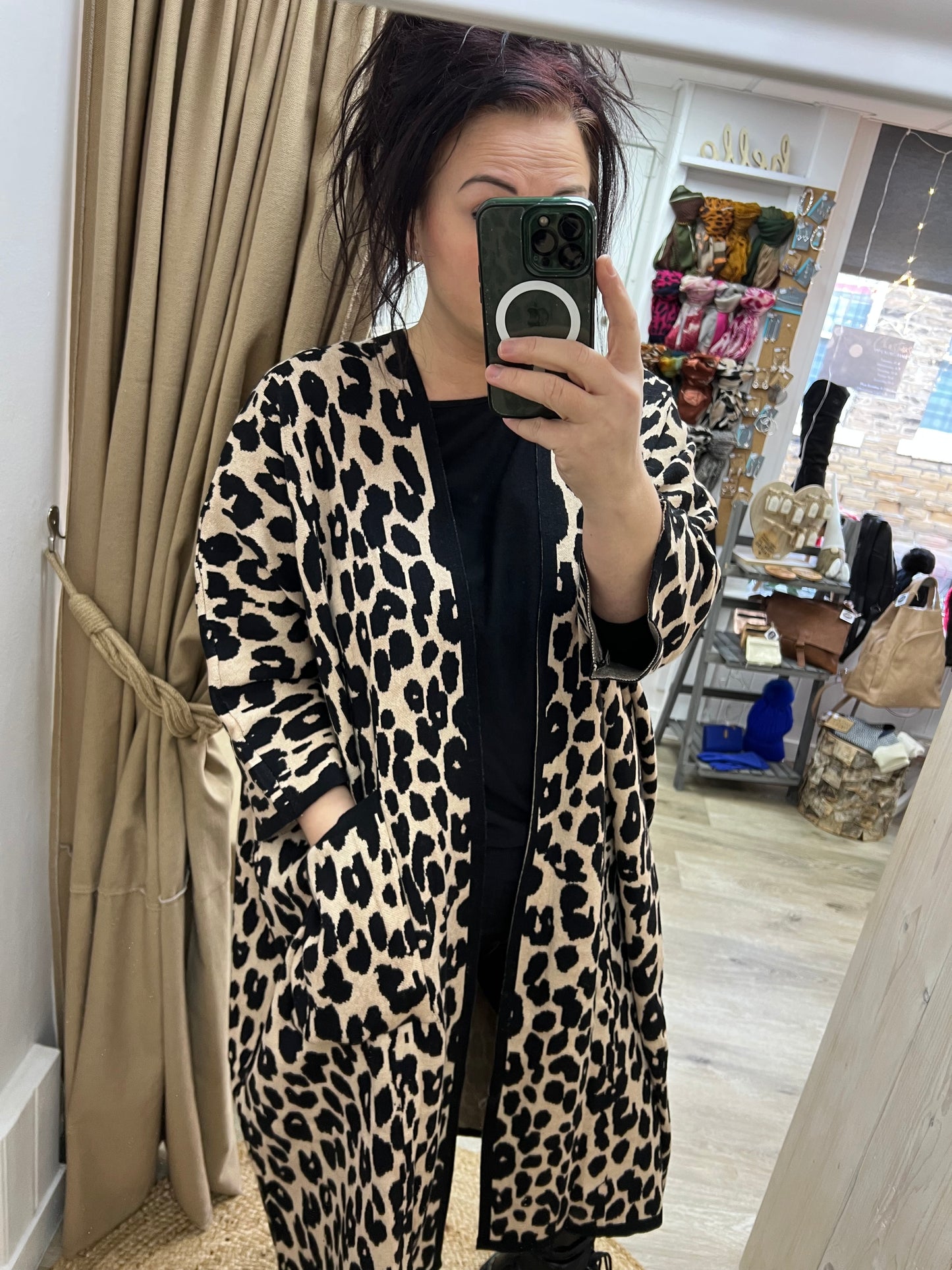 Long Leopard Print Cardigan