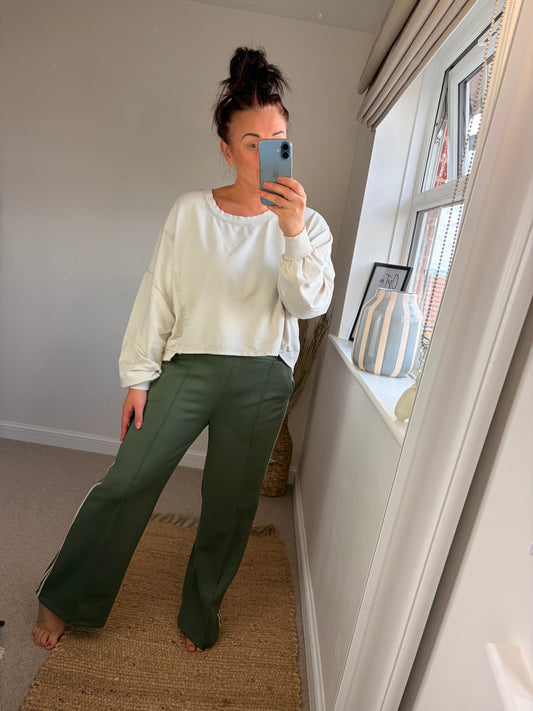 Stripe Seam Front Joggers - Khaki