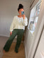 Stripe Seam Front Joggers - Khaki