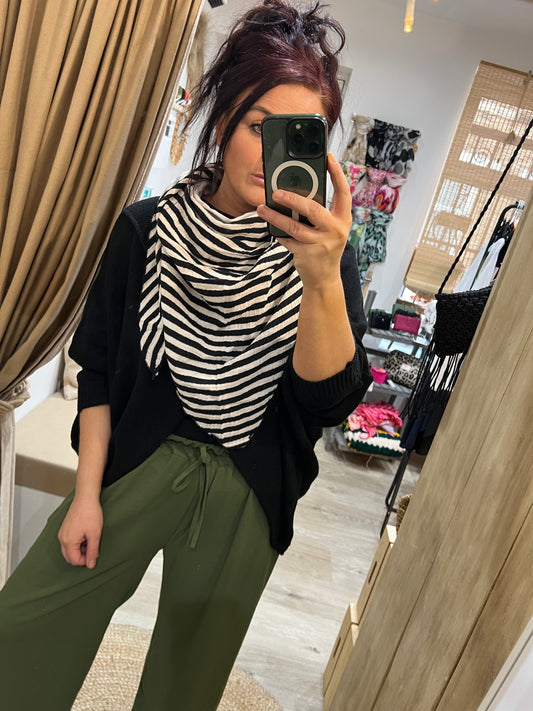 Cotton Triangle Scarf - Black