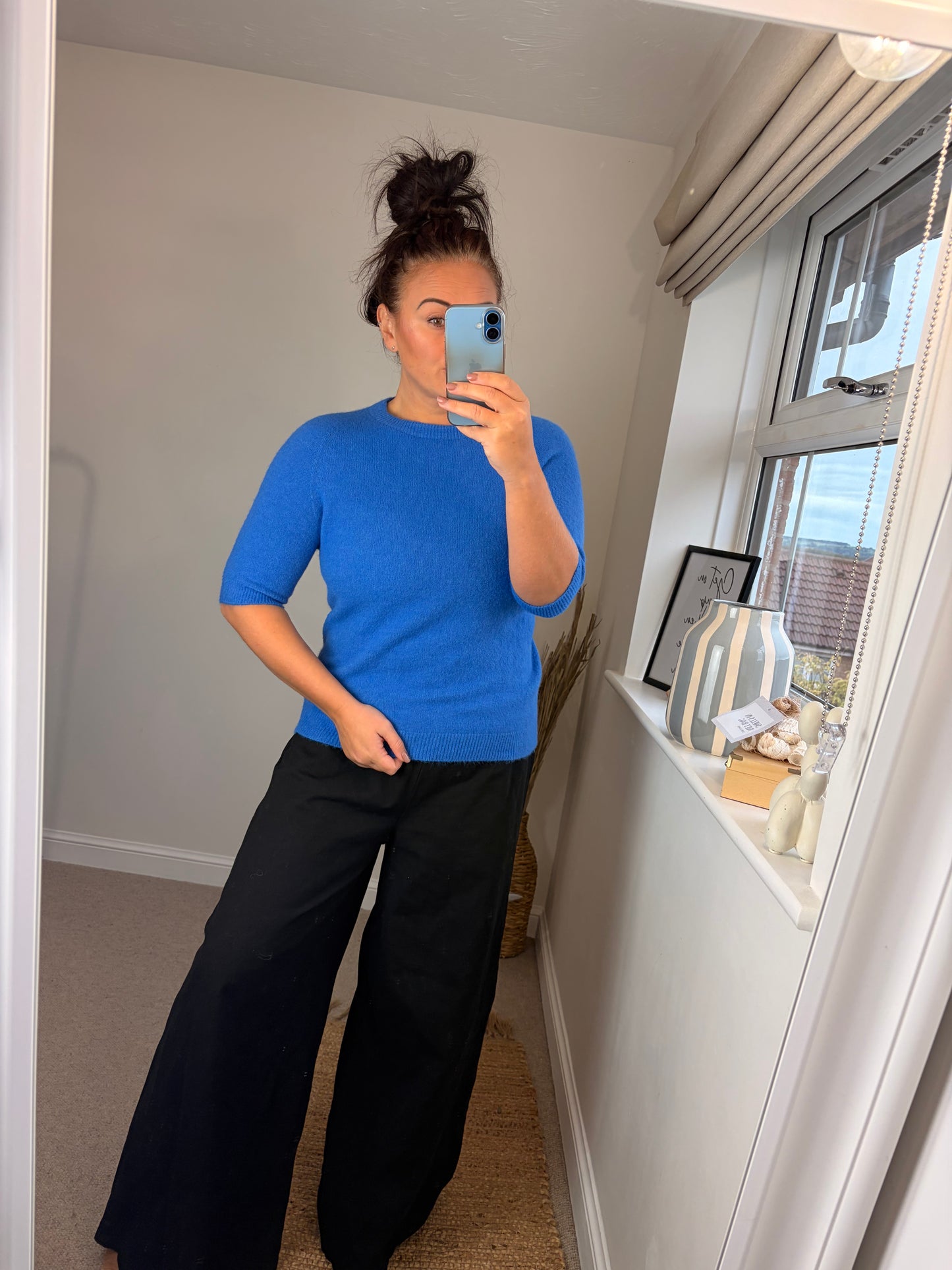 Crop Sleeve Jumper - Blue