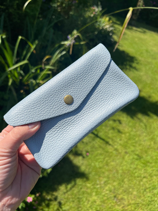 Long Leather Purse - Sky Blue