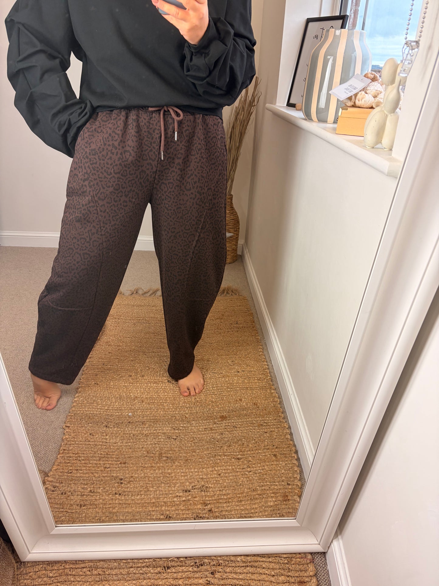 Leopard Jersey Barrel Joggers