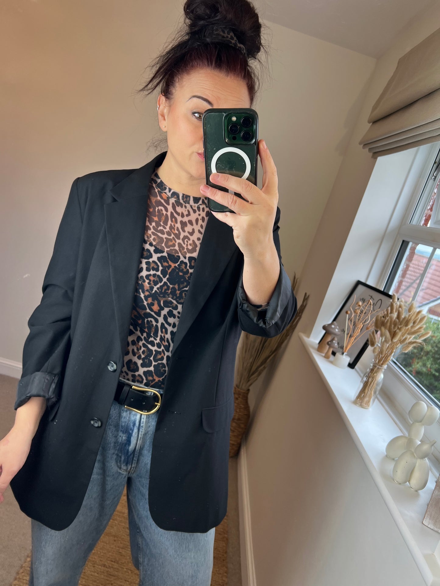 Mesh Long Sleeve Top - Leopard
