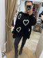 Chunky Knit Heart Jumper - Black