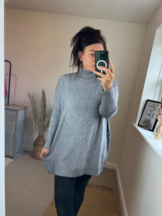 High Neck Jumper - Grey
