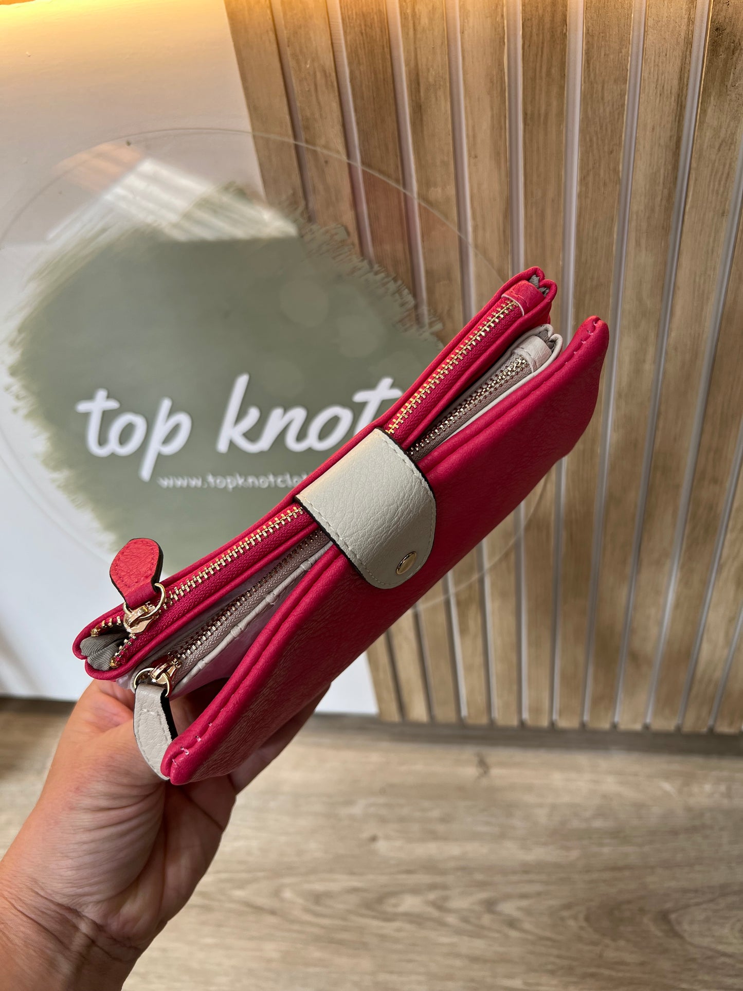 All-In-One Purse - Cerise/Cream