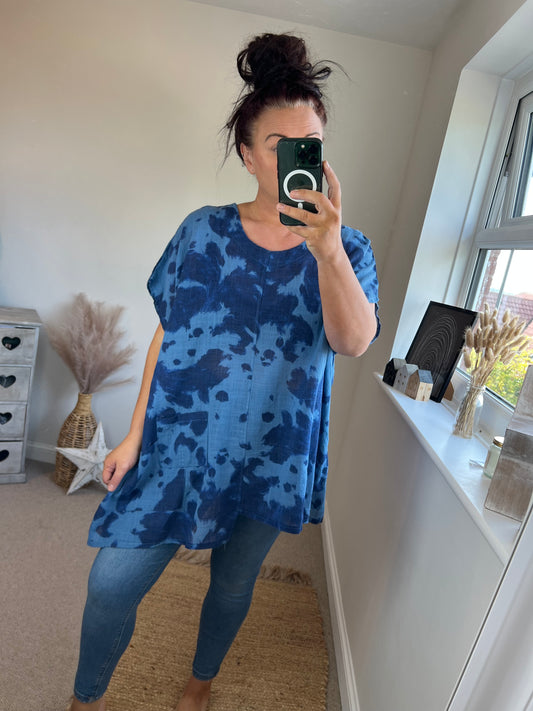 Asymmetrical Splash Top - Blue