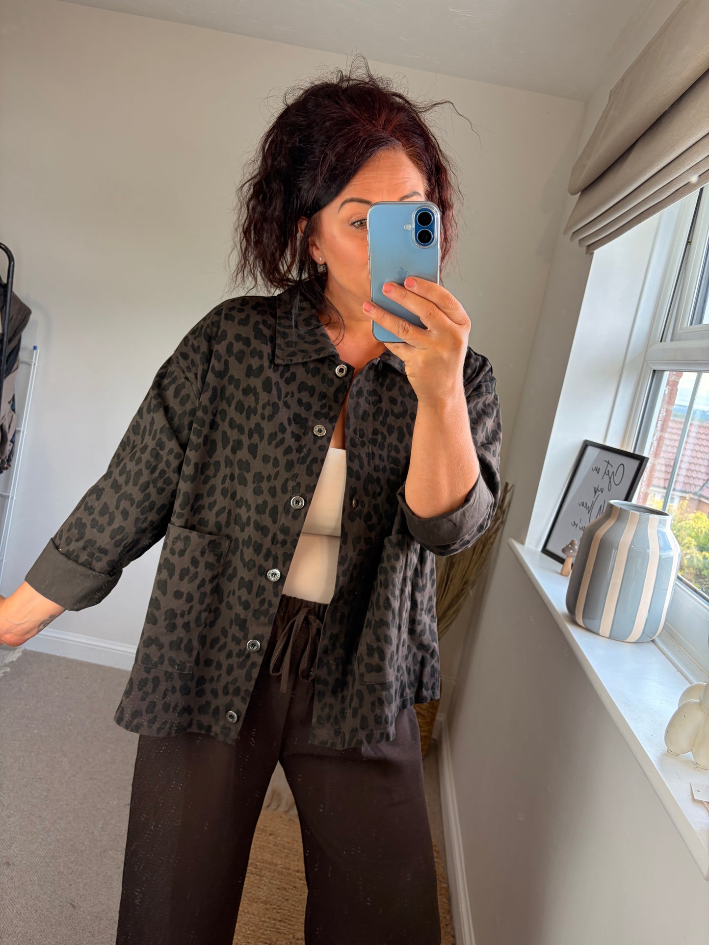 Leopard Shirt Jacket - Chocolate