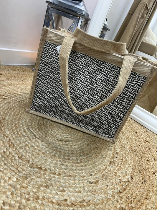 Jute Beach Bag - Black