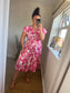 LOTTIE Midi Button Dress with Pockets - Cerise