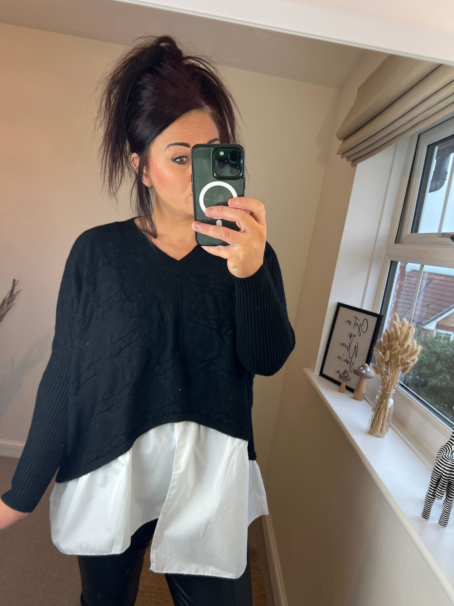 2 in 1 Jumper with Shirt - Black