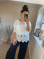 Crochet Top with Vest Top - White