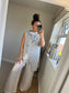 Premium Linen Long Waistcoat - Stripe Blue