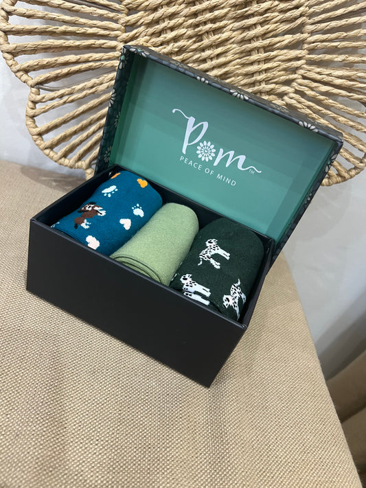 Peace Of Mind - Boxed Socks (3 pairs) - Dogs