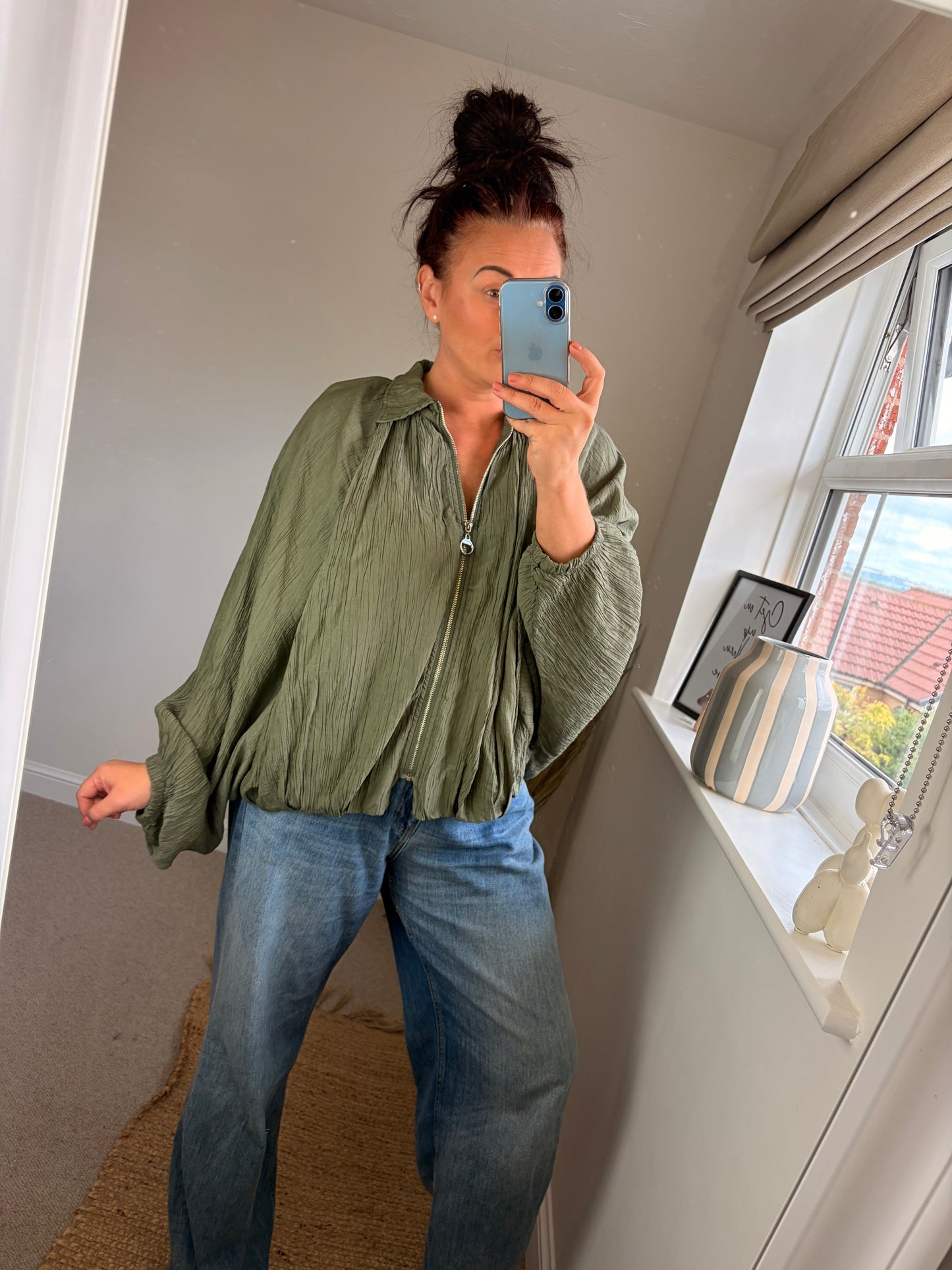 Crinkle Puff Jacket - Khaki