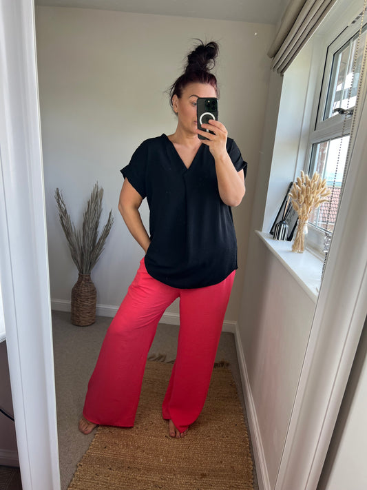 V Neck Top - Black
