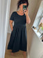 Fit & Flare Midi Dress with Pockets - Black