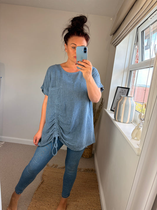 Drawstring Top - Blue
