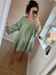 Crinkle Cotton Tunic Dress - Khaki