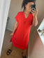 Tie Shirt Dress - Coral