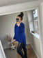 Chunky Knit Hi Low Jumper - Cobalt