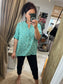 SANDY Cotton Shirt - Ditsy Floral Aqua