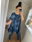 Longline Cotton Floral Top - Navy