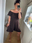 Shirred Waist Playsuit - Chocolate
