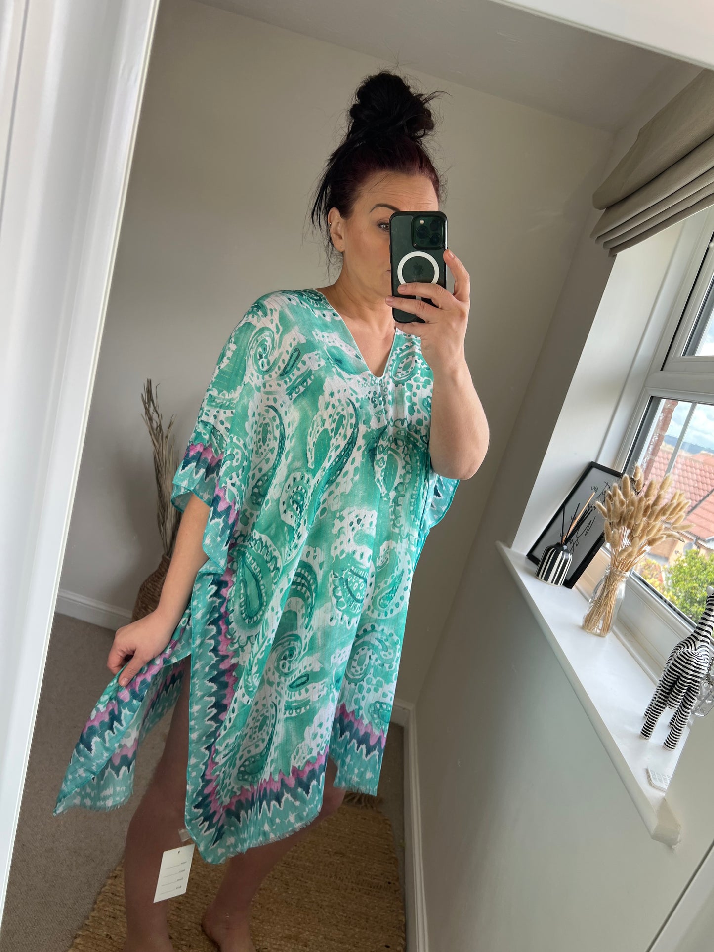 Kaftan Cover Up - Paisley Aqua