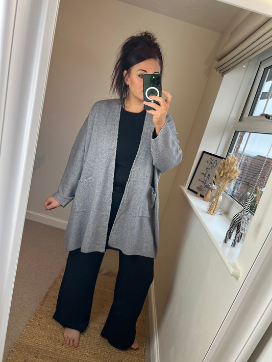 Oversized Midi Cardigan - Grey